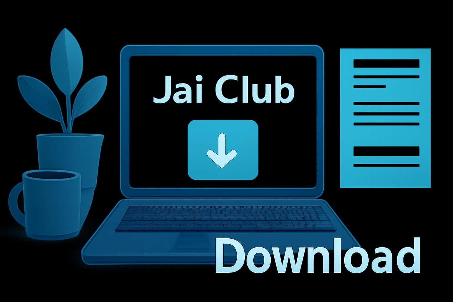 An informative scene regarding the download of the Jai Club application.