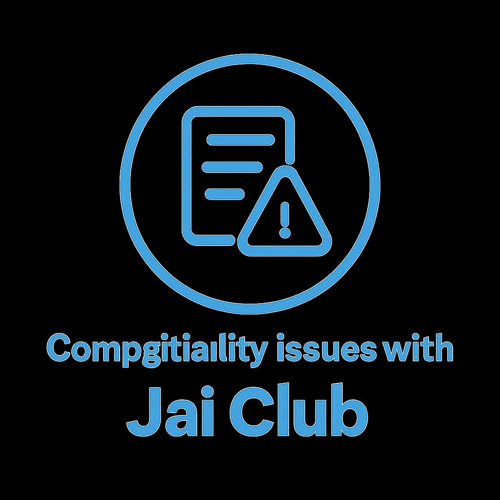A professional badge indicating compatibility issues with Jai Club.