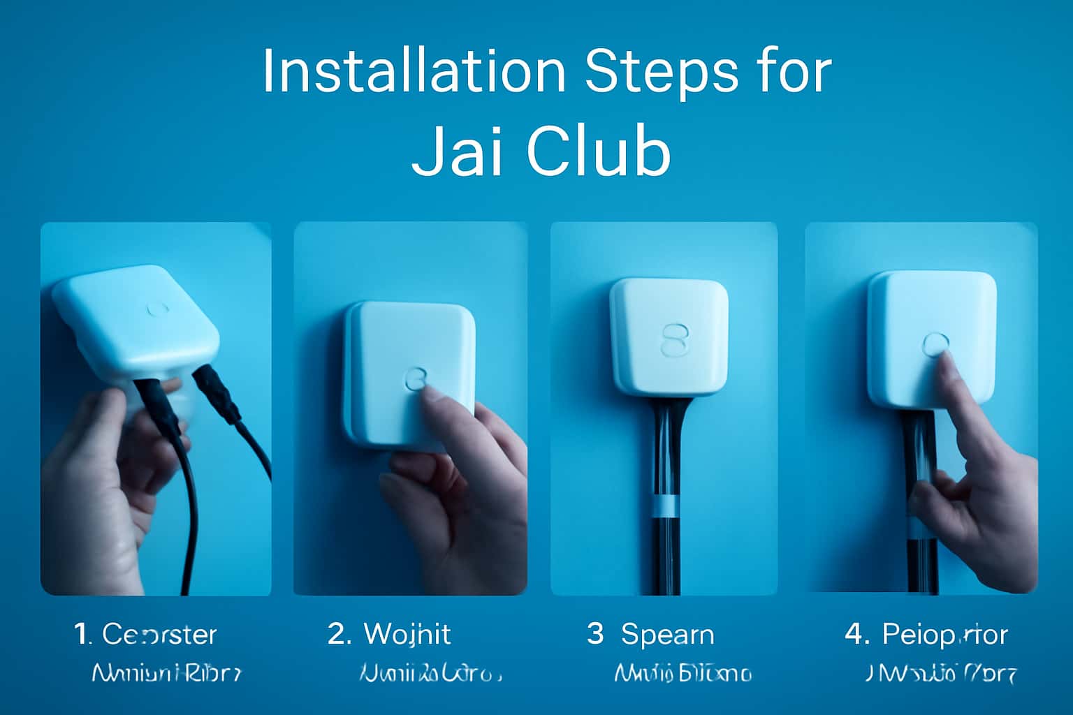 An informational landscape image depicting the installation steps for the Jai Club app.