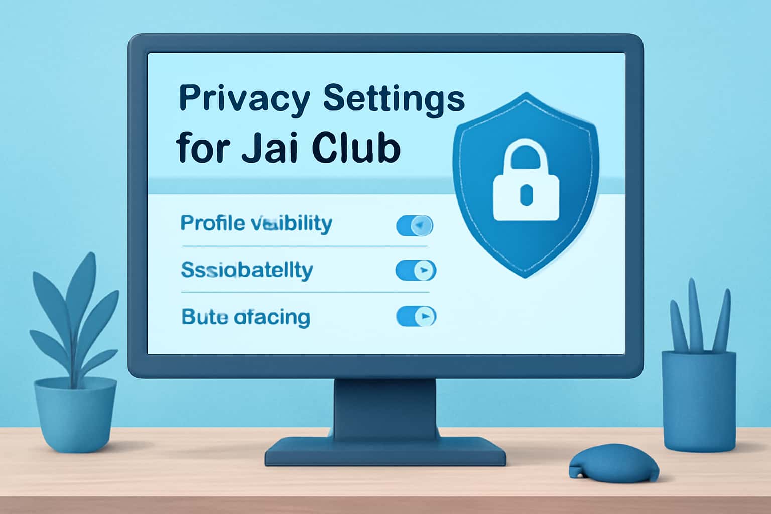 An illustration depicting privacy settings in the Jai Club app.