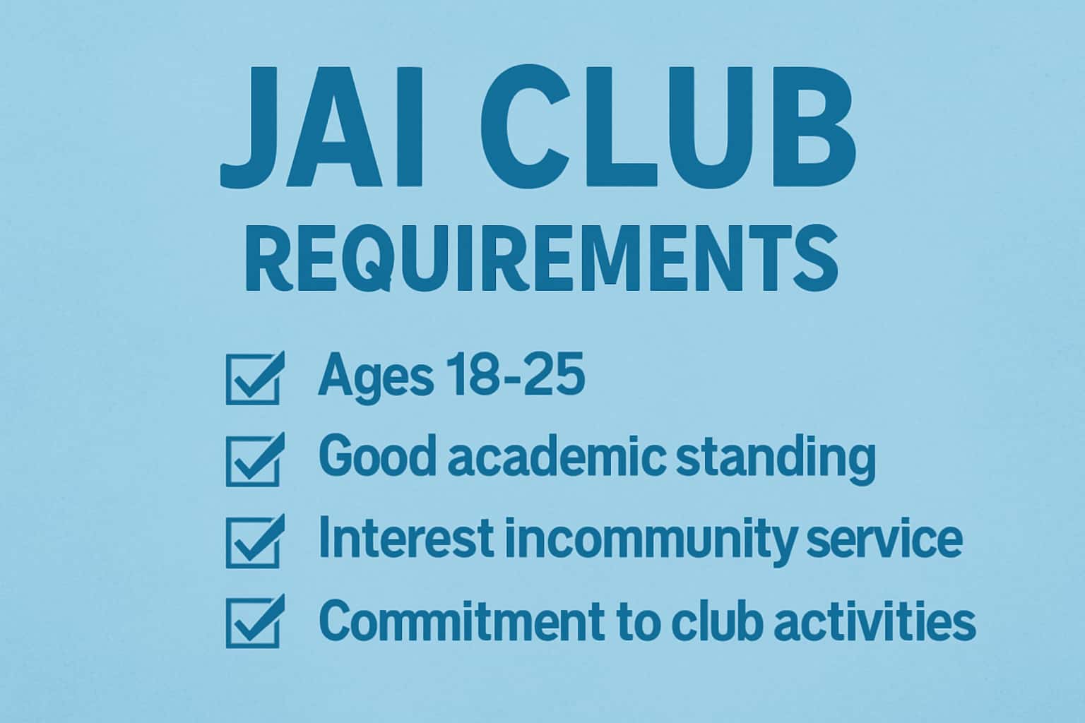 A professional representation of Jai Club Requirements guidelines.