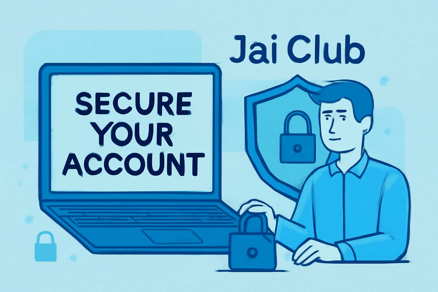 An informational scene illustrating the security measures for the Jai Club account.