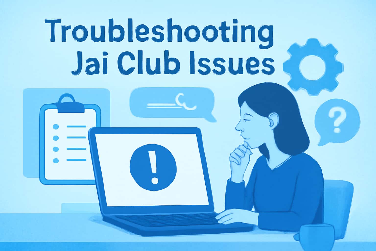 An informational graphic on troubleshooting issues related to the Jai Club app.